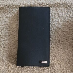 EVAN-PACONE BLACK LONG LEATHER WALLET WITH METAL LOGO PLAQUE